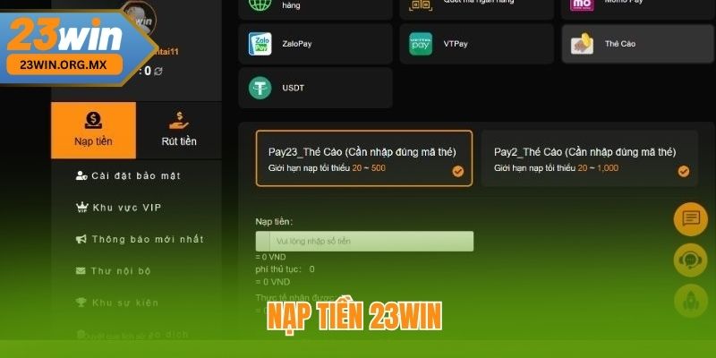 Nạp Tiền 23WIN